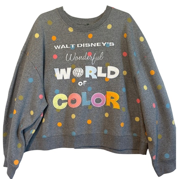 Disney Tops - Disney 100 Wonderful World of Color Polka Dot Gray Sweatshirt Womens 2X Pullover